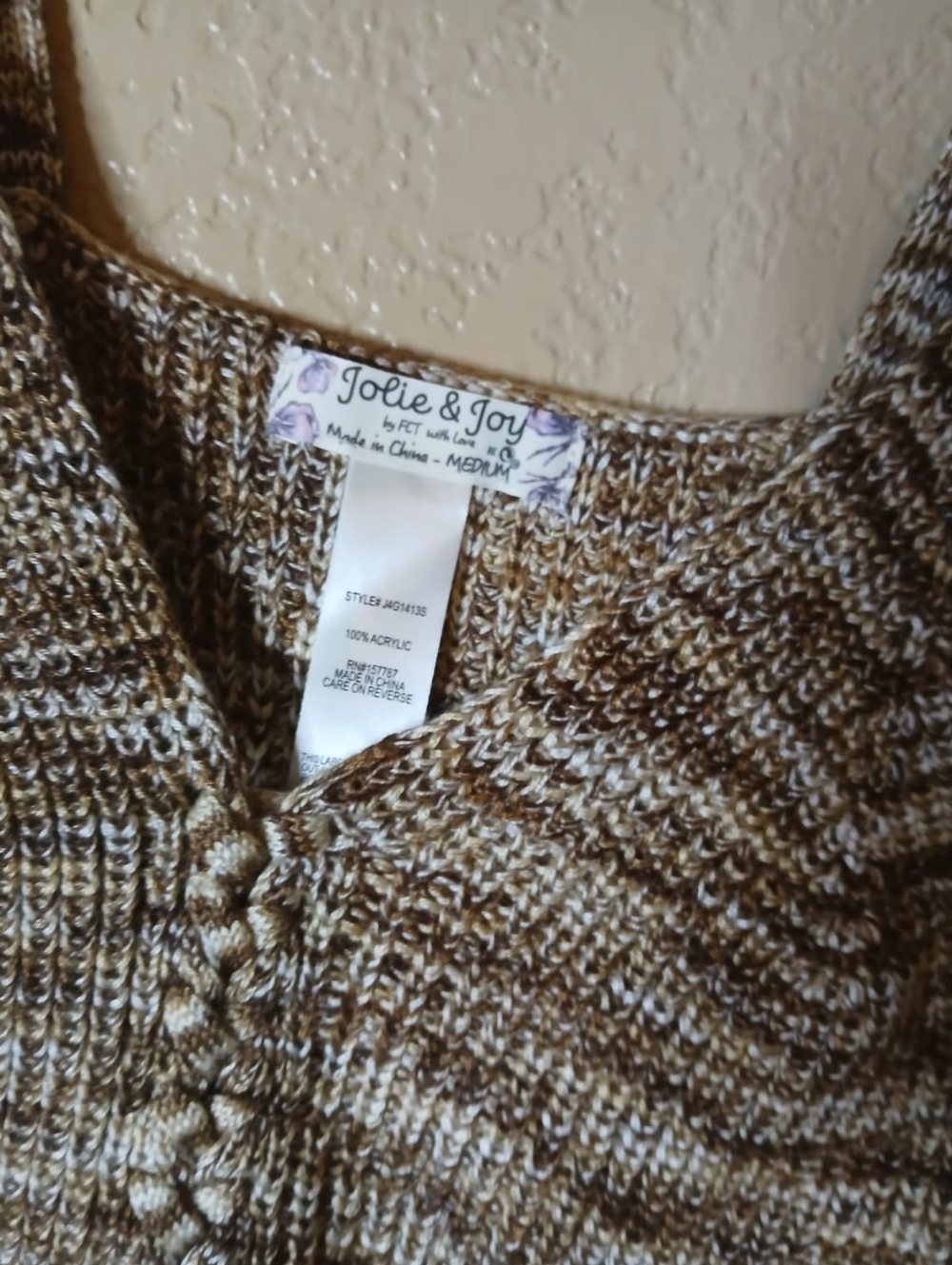 Knit Crop Tank Top in Brown and Cream - Picture 3 of 8